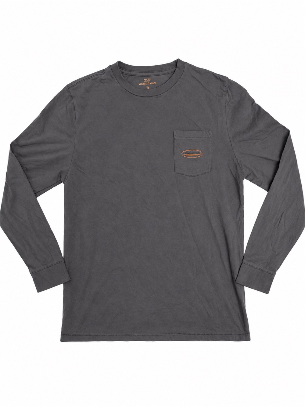 Vineyard Vines Boys XL 18 Halloween Long Sleeve Pocket Tee Gray Orange Spiderweb